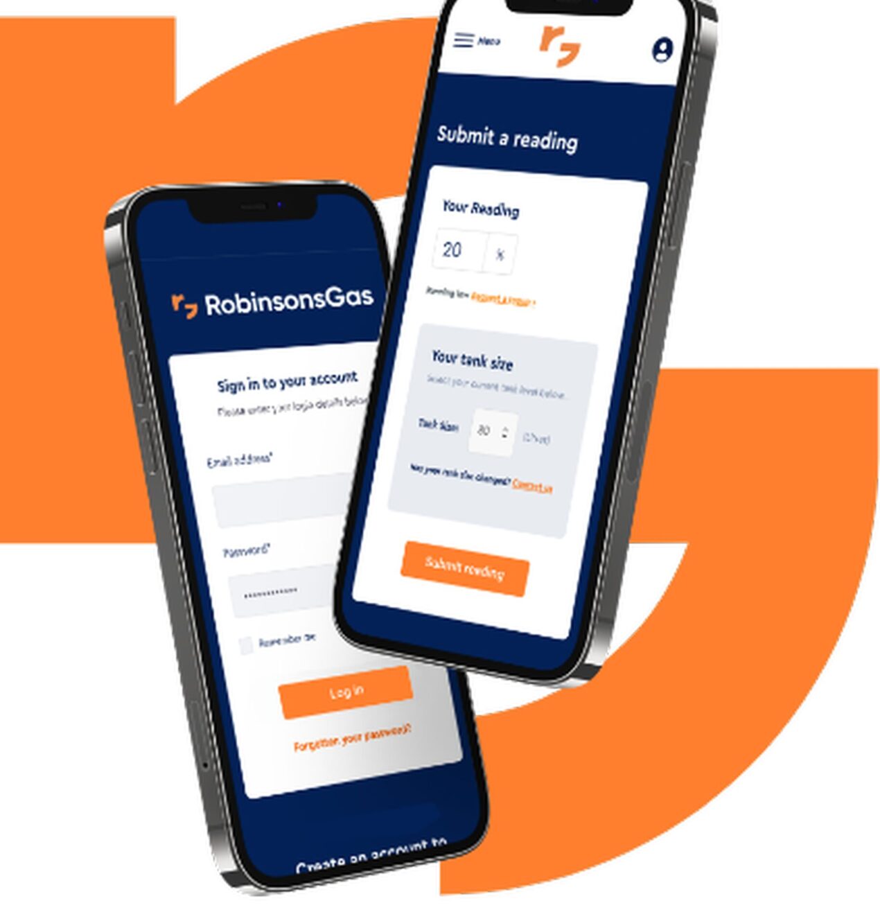 Robinsons Gas app on 2 phones