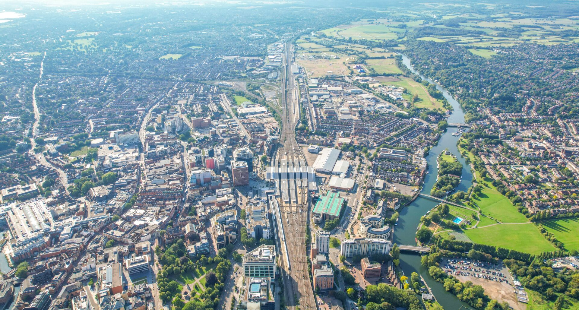 ariel view of Downtown And Railway Station